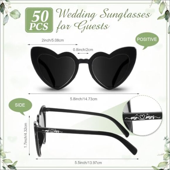 Polycarbonate Wedding Sunglasses Set with Wood Sign and Cards